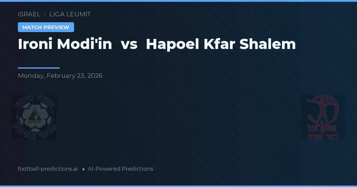 Ironi Modi'in vs Hapoel Kfar Shalem — předpověď a náhled zápasu