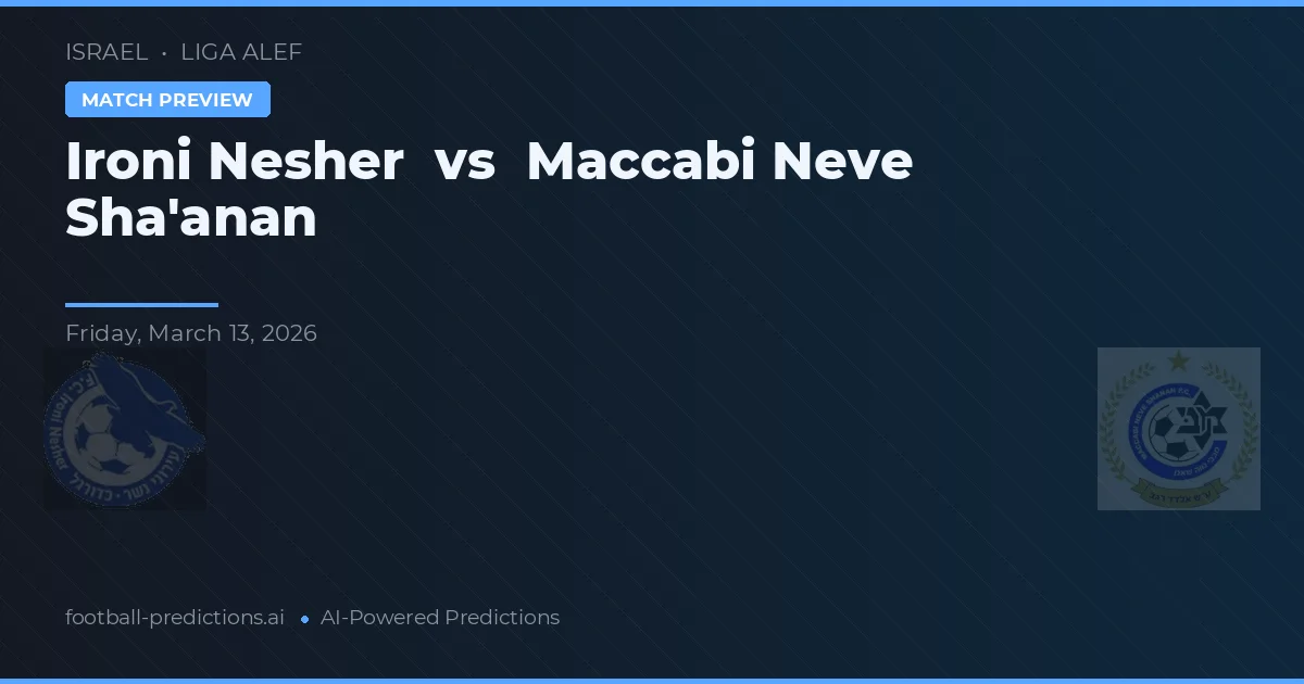 Ironi Nesher vs Maccabi Neve Sha'anan — předpověď a náhled zápasu