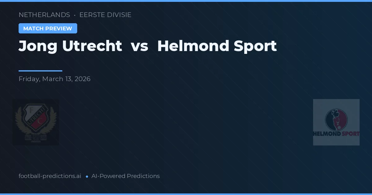 Jong Utrecht vs Helmond Sport — předpověď a náhled zápasu
