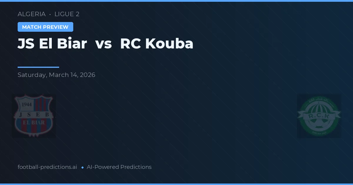 JS El Biar vs RC Kouba — předpověď a náhled zápasu