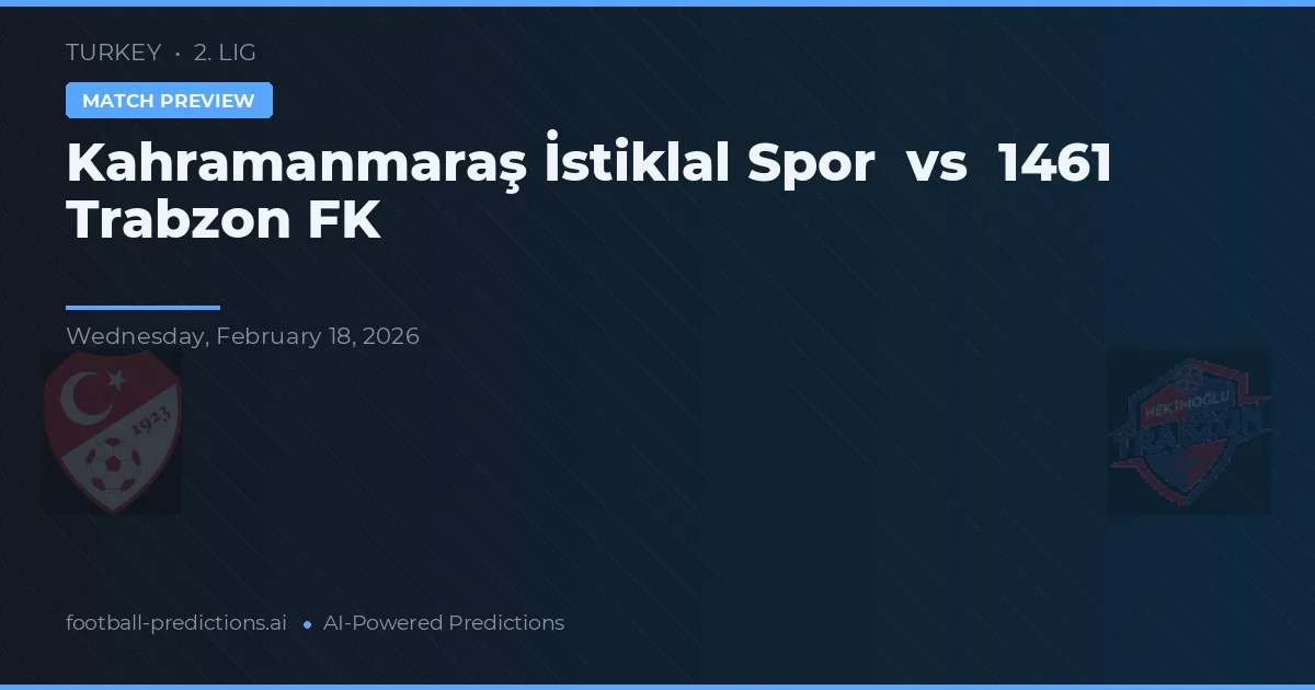 Kahramanmaraş İstiklalspor vs 1461 Trabzon FK — předpověď a náhled zápasu