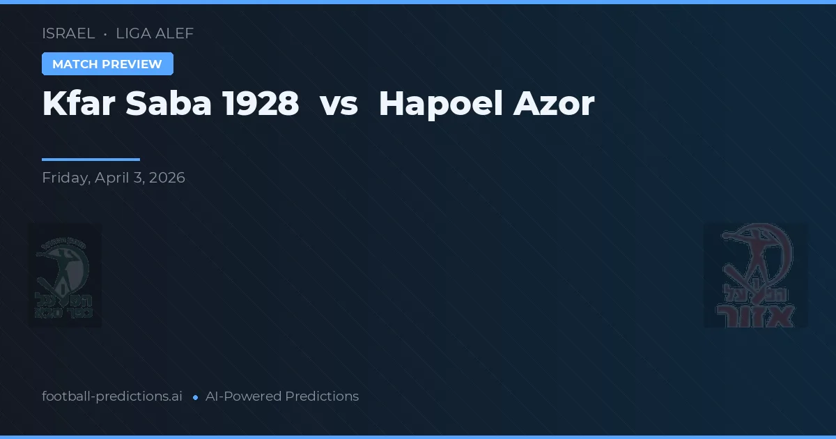 Kfar Saba 1928 vs Hapoel Azor — předpověď a náhled zápasu