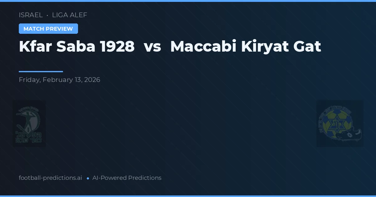 Kfar Saba 1928 vs Maccabi Kiryat Gat — předpověď a náhled zápasu
