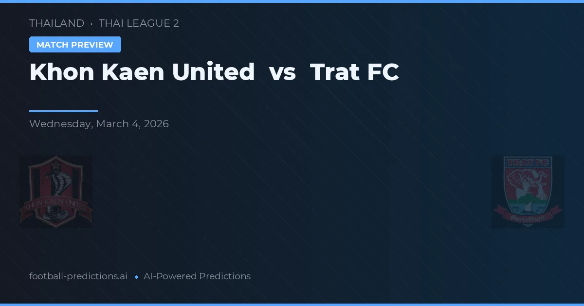 Khon Kaen United vs Trat FC — předpověď a náhled zápasu