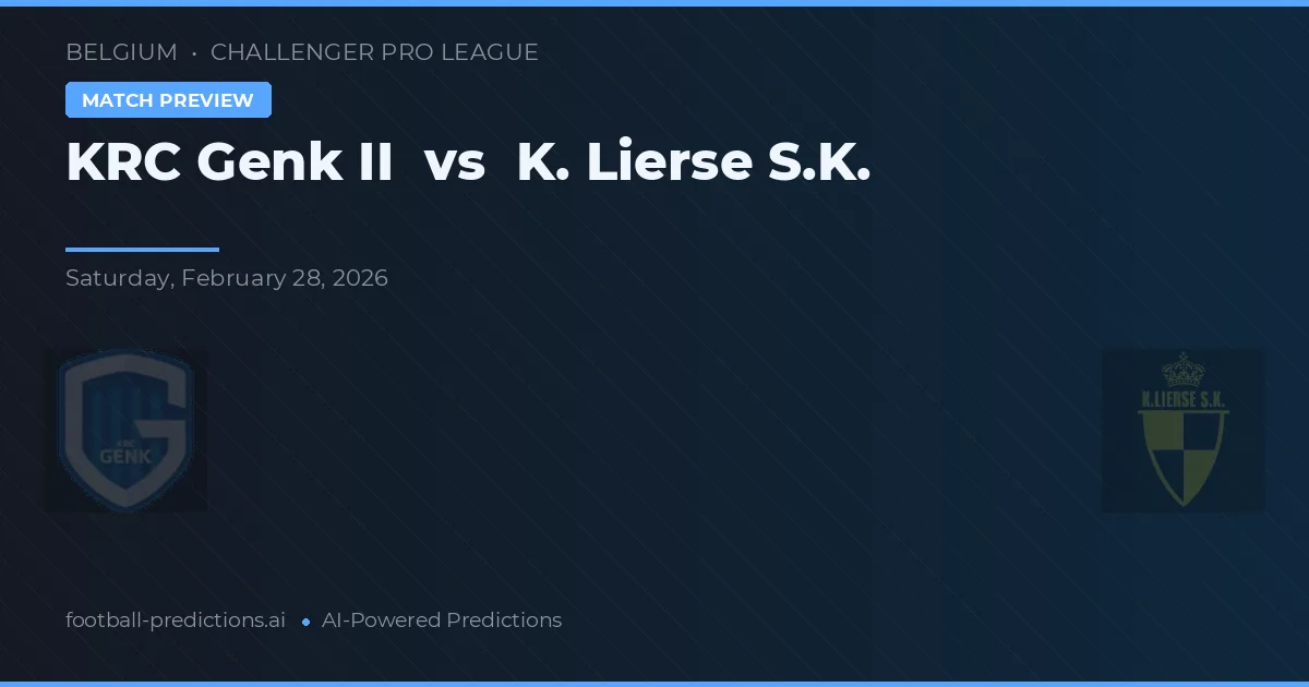 KRC Genk II vs K. Lierse S.K. — předpověď a náhled zápasu