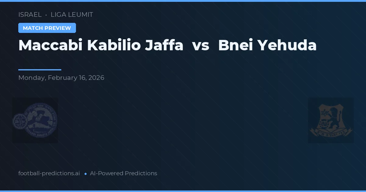 Maccabi Kabilio Jaffa vs Bnei Yehuda — předpověď a náhled zápasu
