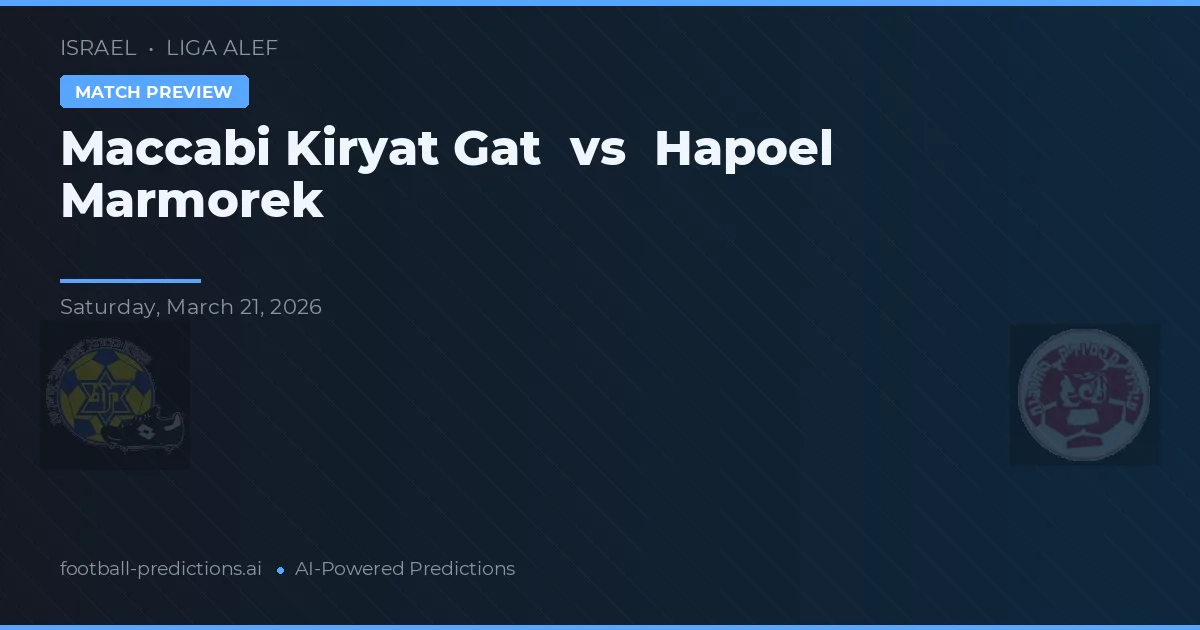 Maccabi Kiryat Gat vs Hapoel Marmorak — předpověď a náhled zápasu