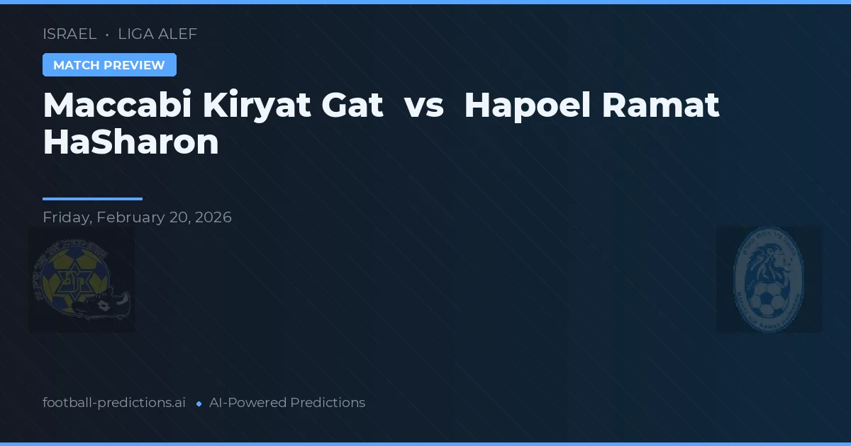 Maccabi Kiryat Gat vs Hapoel Ramat HaŠaron — předpověď a náhled zápasu