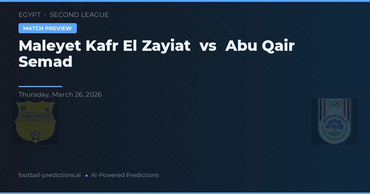 Maleyet Kafr El Zayiat vs Abu Qair Semad — předpověď a náhled zápasu