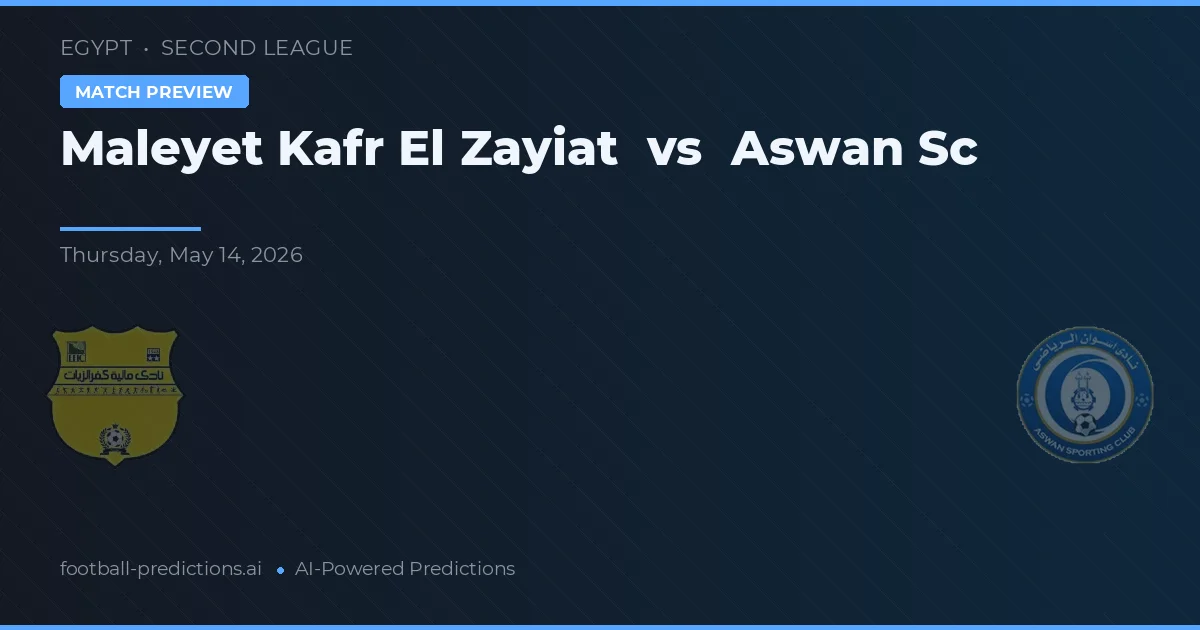 Maleyet Kafr El Zayiat vs Aswan SC — předpověď a náhled zápasu