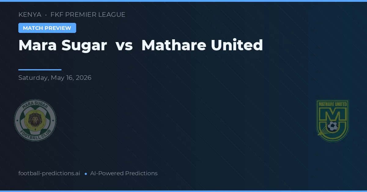 Mara Sugar vs Mathare United — předpověď a náhled zápasu