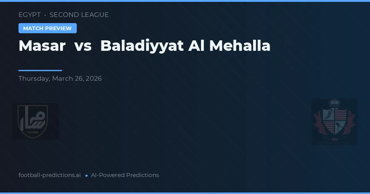 Masar vs Baladiyyat Al Mehalla — předpověď a náhled zápasu