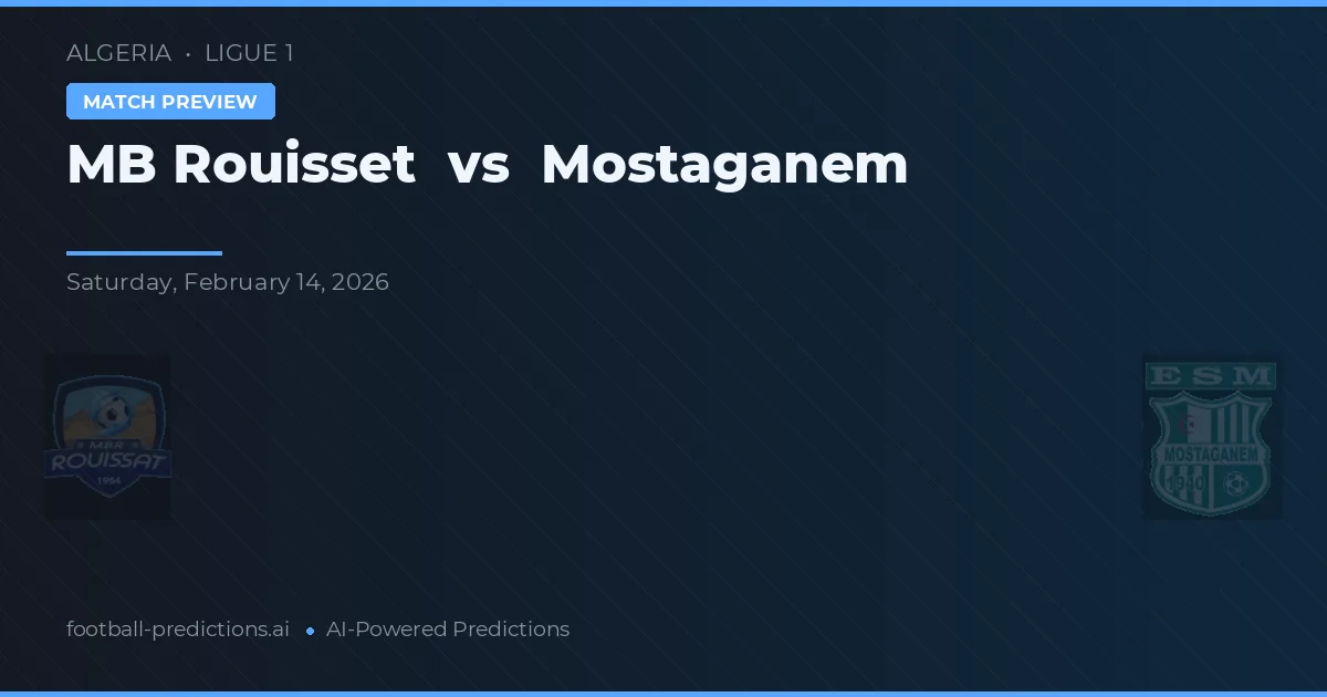 MB Rouisset vs Mostaganem — předpověď a náhled zápasu