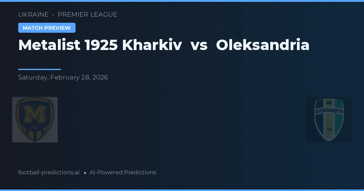 Metalist 1925 Charkov vs Oleksandrija — předpověď a náhled zápasu