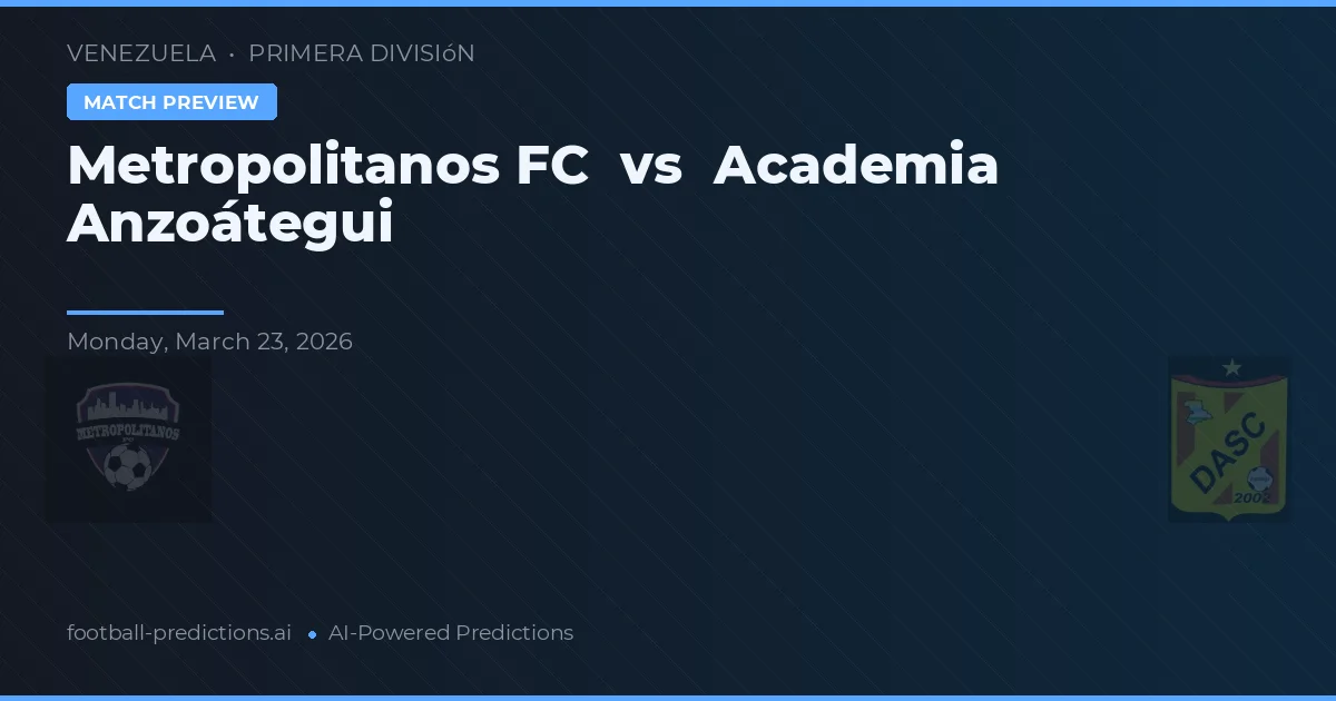 Metropolitanos FC vs Akademie Anzoátegui — předpověď a náhled zápasu