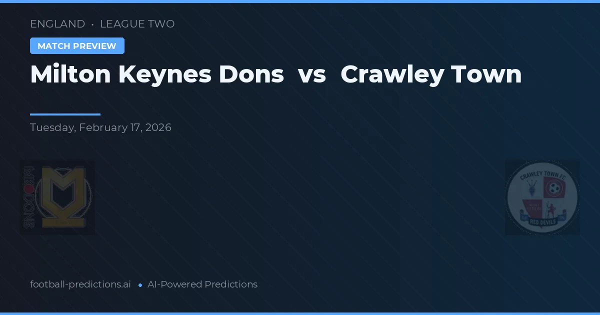 Milton Keynes Dons vs Crawley Town — předpověď a náhled zápasu