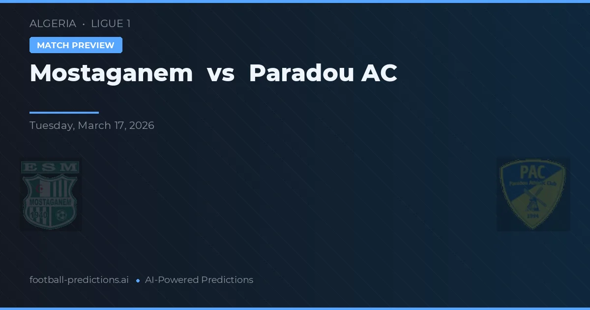 Mostaganem vs Paradou AC — předpověď a náhled zápasu