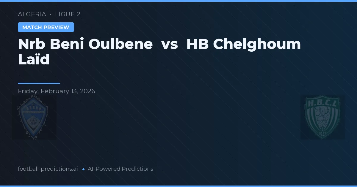 Nrb Beni Oulbene vs HB Chelghoum Laïd — předpověď a náhled zápasu