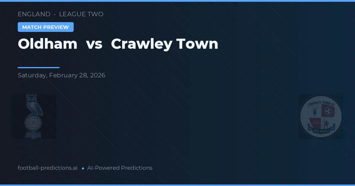 Oldham vs Crawley Town — předpověď a náhled zápasu