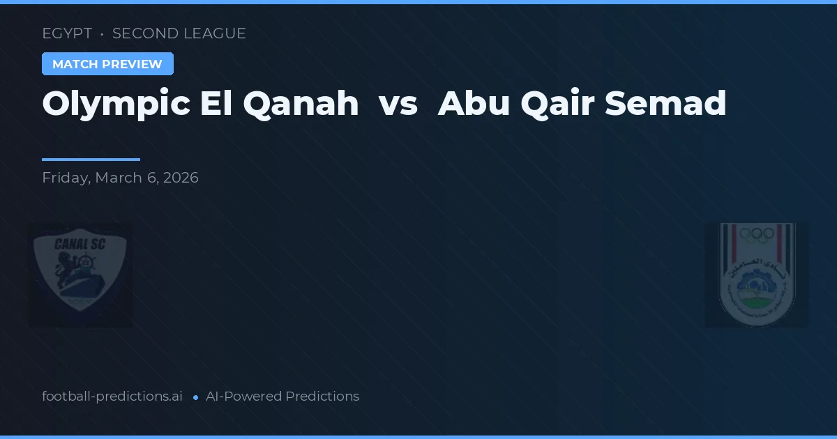 Olympic El Qanah vs Abu Qair Semad — předpověď a náhled zápasu