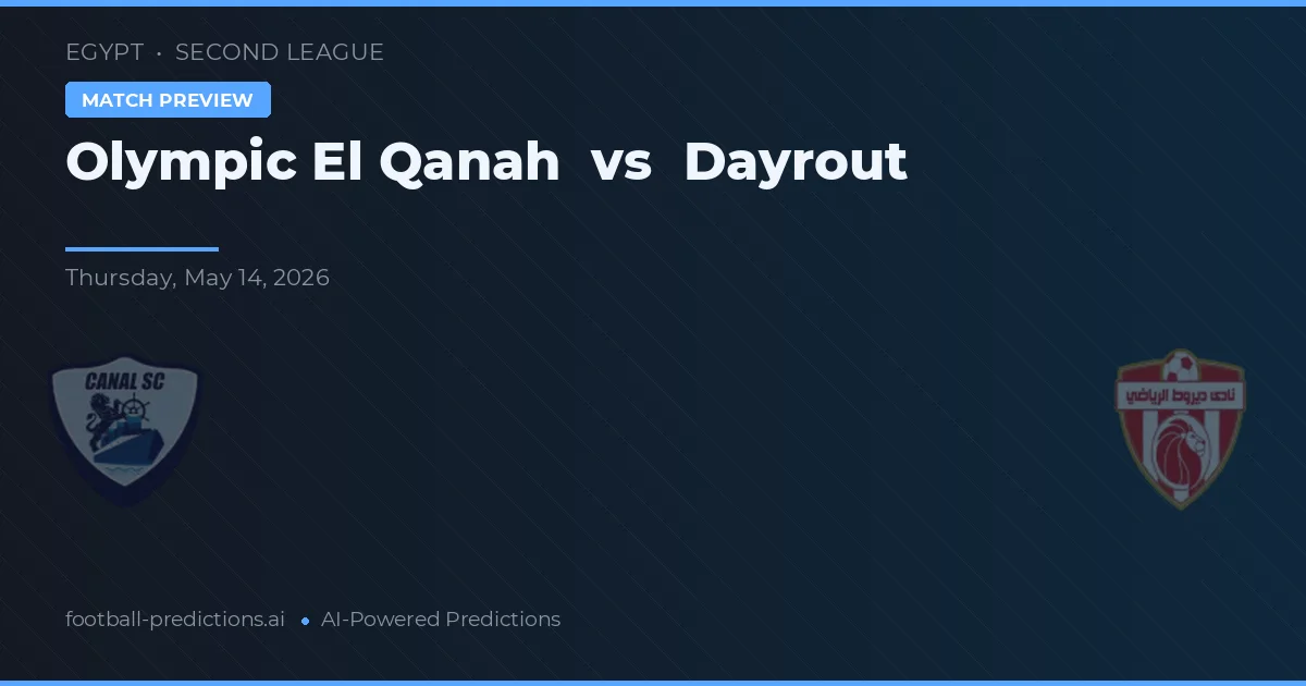 Olympic El Qanah vs Dayrout — předpověď a náhled zápasu