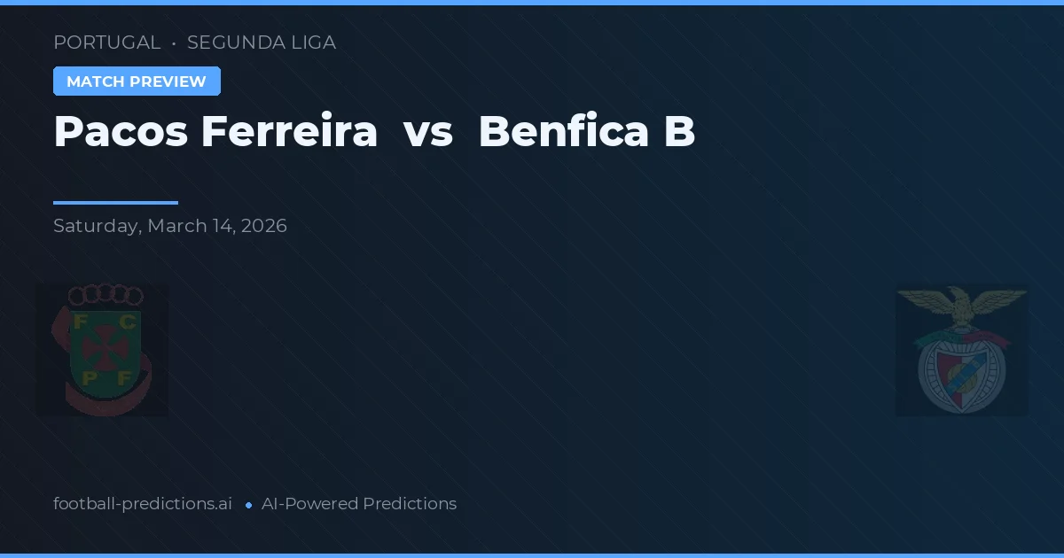 Pacos Ferreira vs Benfica B — předpověď a náhled zápasu