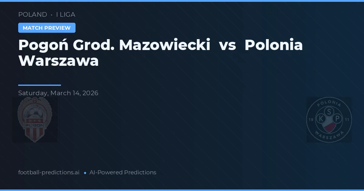 Pogoń Grod. Mazowiecki vs Polonia Varšava — předpověď a náhled zápasu