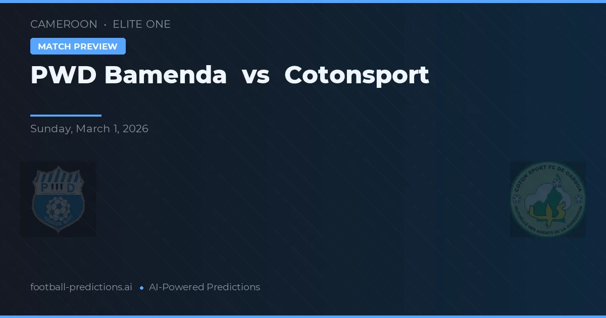 PWD Bamenda vs Cotonsport — předpověď a náhled zápasu