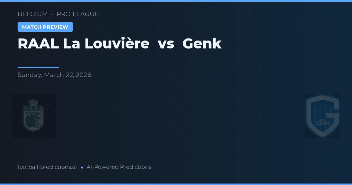 RAAL La Louvière vs Genk — předpověď a náhled zápasu