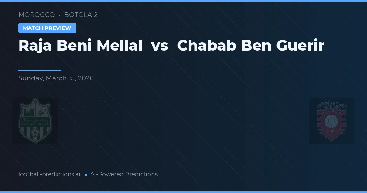Raja Beni Mellal vs Chabab Ben Guerir — předpověď a náhled zápasu