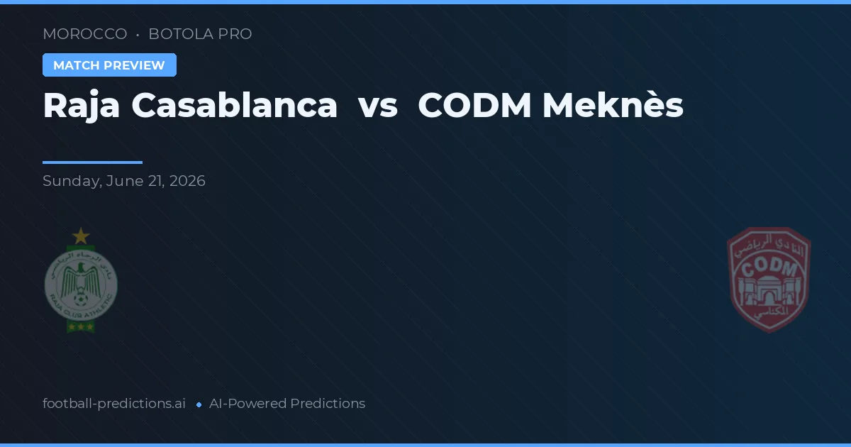 Raja Casablanca vs CODM Meknès — předpověď a náhled zápasu
