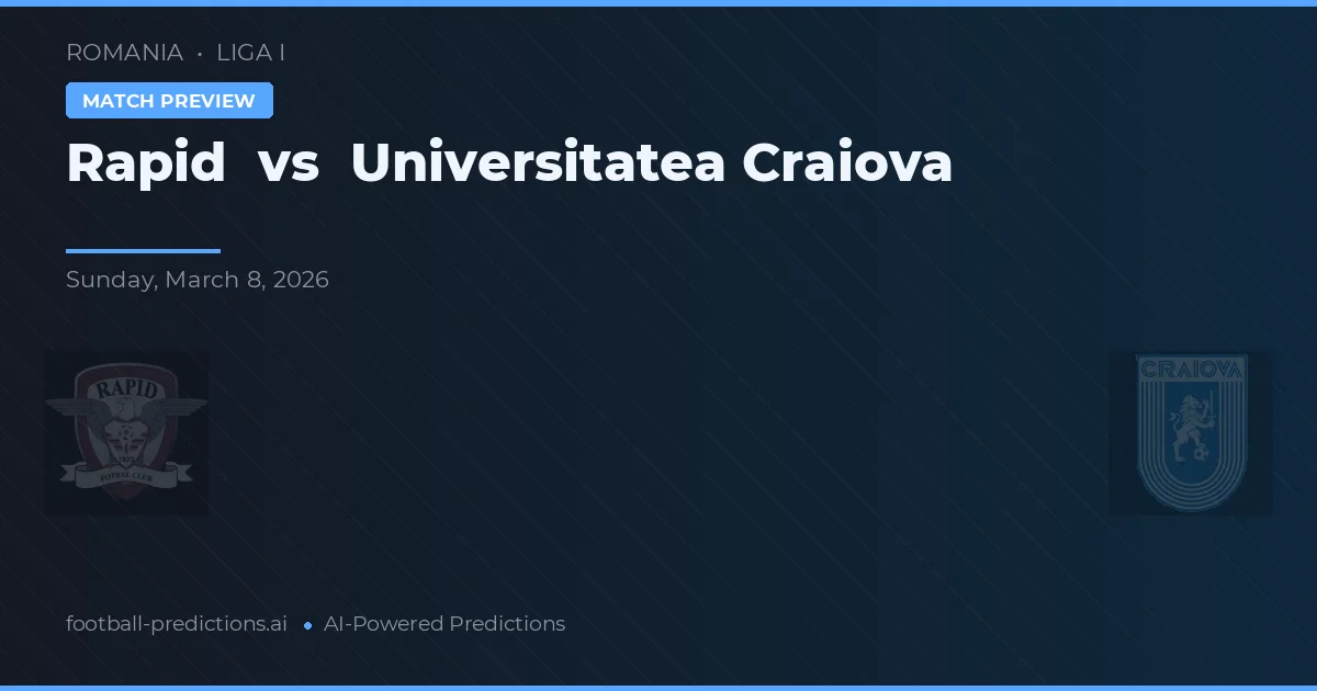 Rapid vs Universitatea Craiova — předpověď a náhled zápasu