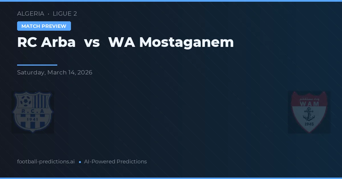 RC Arba vs WA Mostaganem — předpověď a náhled zápasu