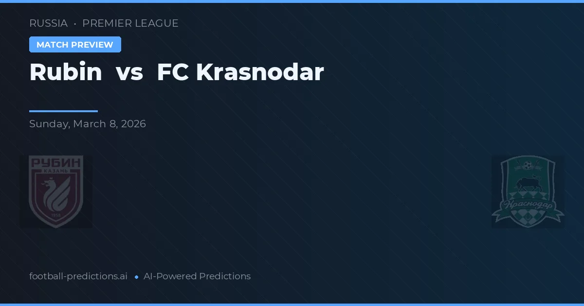 Rubin vs FC Krasnodar — předpověď a náhled zápasu