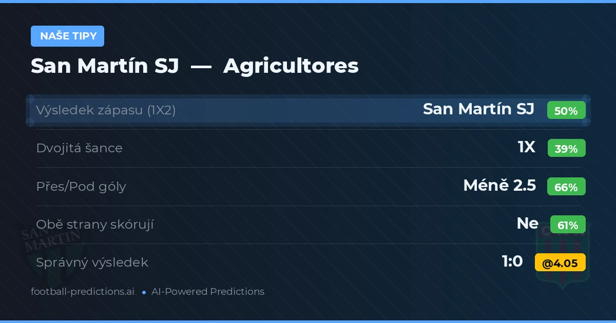 Naše tipy: San Martín SJ vs Agricultores