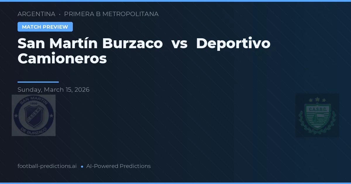 San Martín Burzaco vs Deportivo Camioneros — předpověď a náhled zápasu