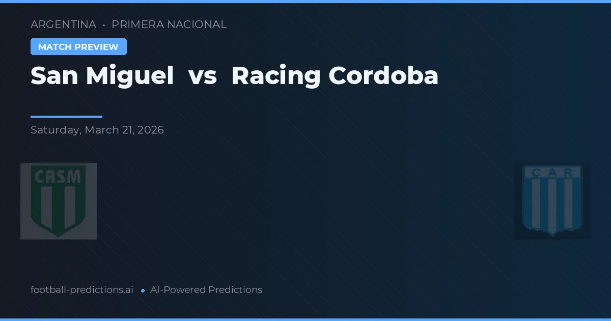 San Miguel vs Racing Córdoba — předpověď a náhled zápasu