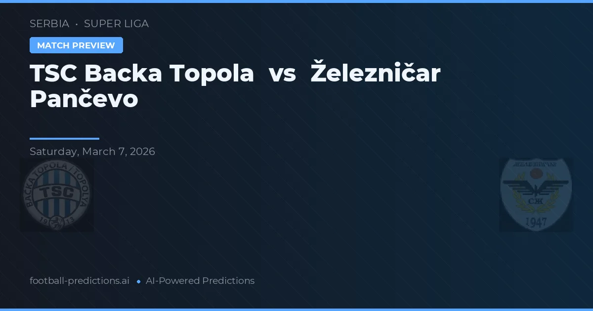 TSC Bačka Topola vs Železničar Pančevo — předpověď a náhled zápasu