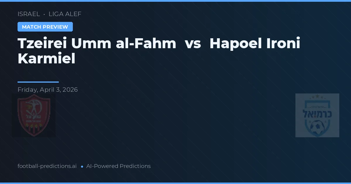 Tzeirei Umm al-Fahm vs Hapoel Ironi Karmiel — předpověď a náhled zápasu