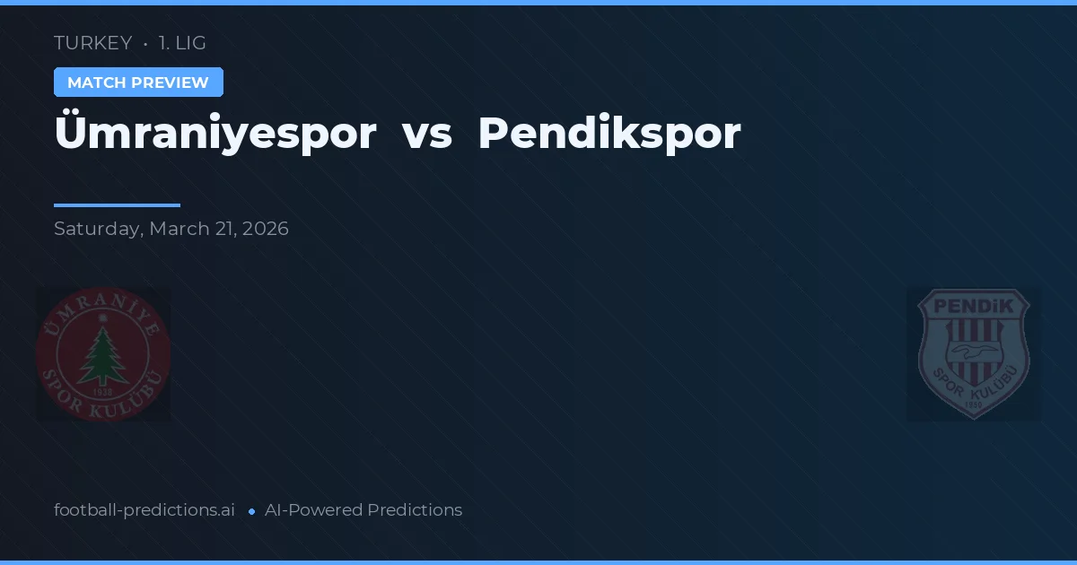 Ümraniyespor vs Pendikspor — předpověď a náhled zápasu