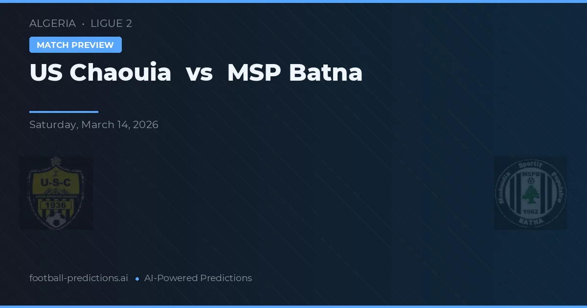 US Chaouia vs MSP Batna — předpověď a náhled zápasu