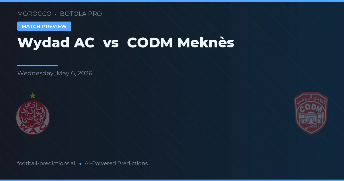 Wydad AC vs CODM Meknès — předpověď a náhled zápasu