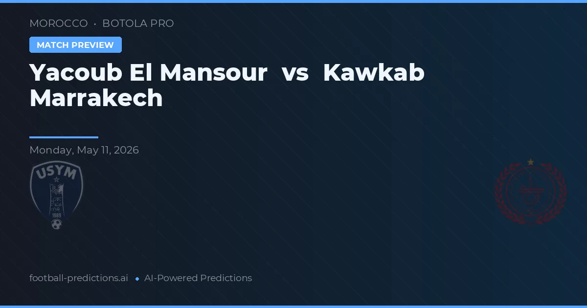 Yacoub El Mansour vs Kawkab Marrakech — předpověď a náhled zápasu
