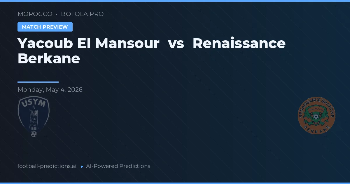 Yacoub El Mansour vs Renaissance Berkane — předpověď a náhled zápasu
