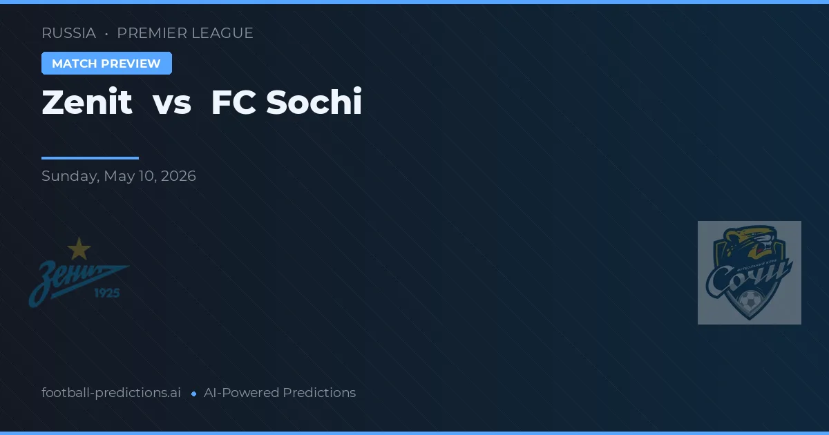 Zenit vs FC Soči — předpověď a náhled zápasu
